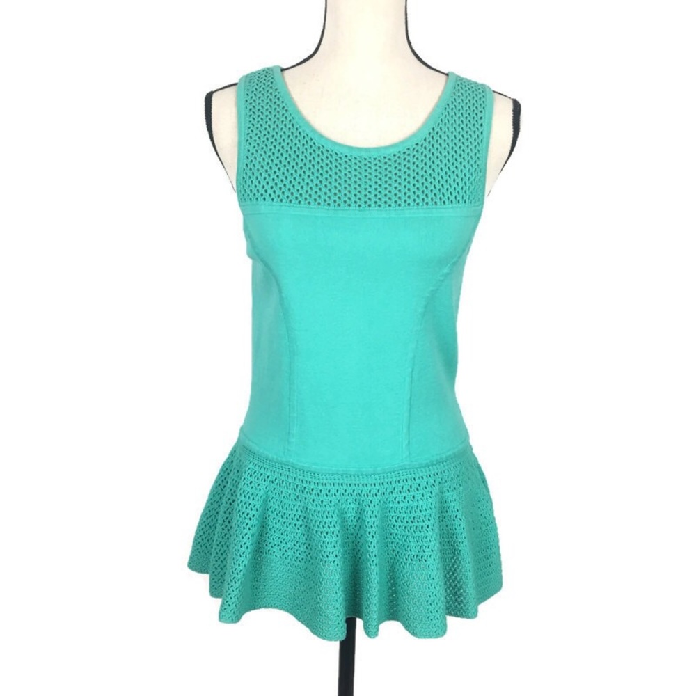 Milly New York Rainey Aqua Green Peplum Top